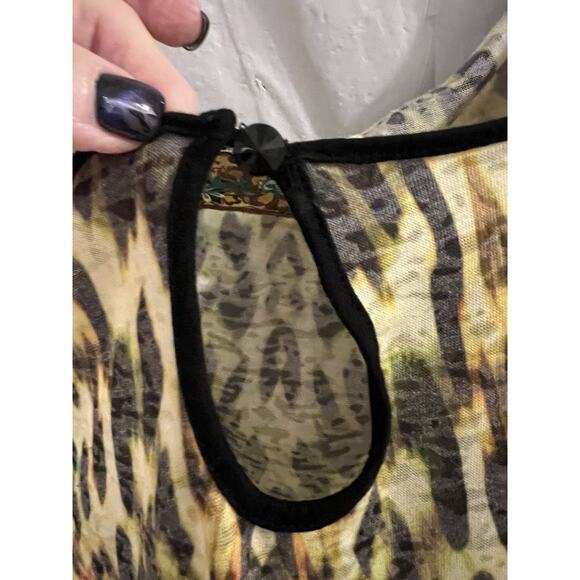 Robert Graham Yellow Black Orange Animal Print Tee Sz Xl - Picture 5 of 7